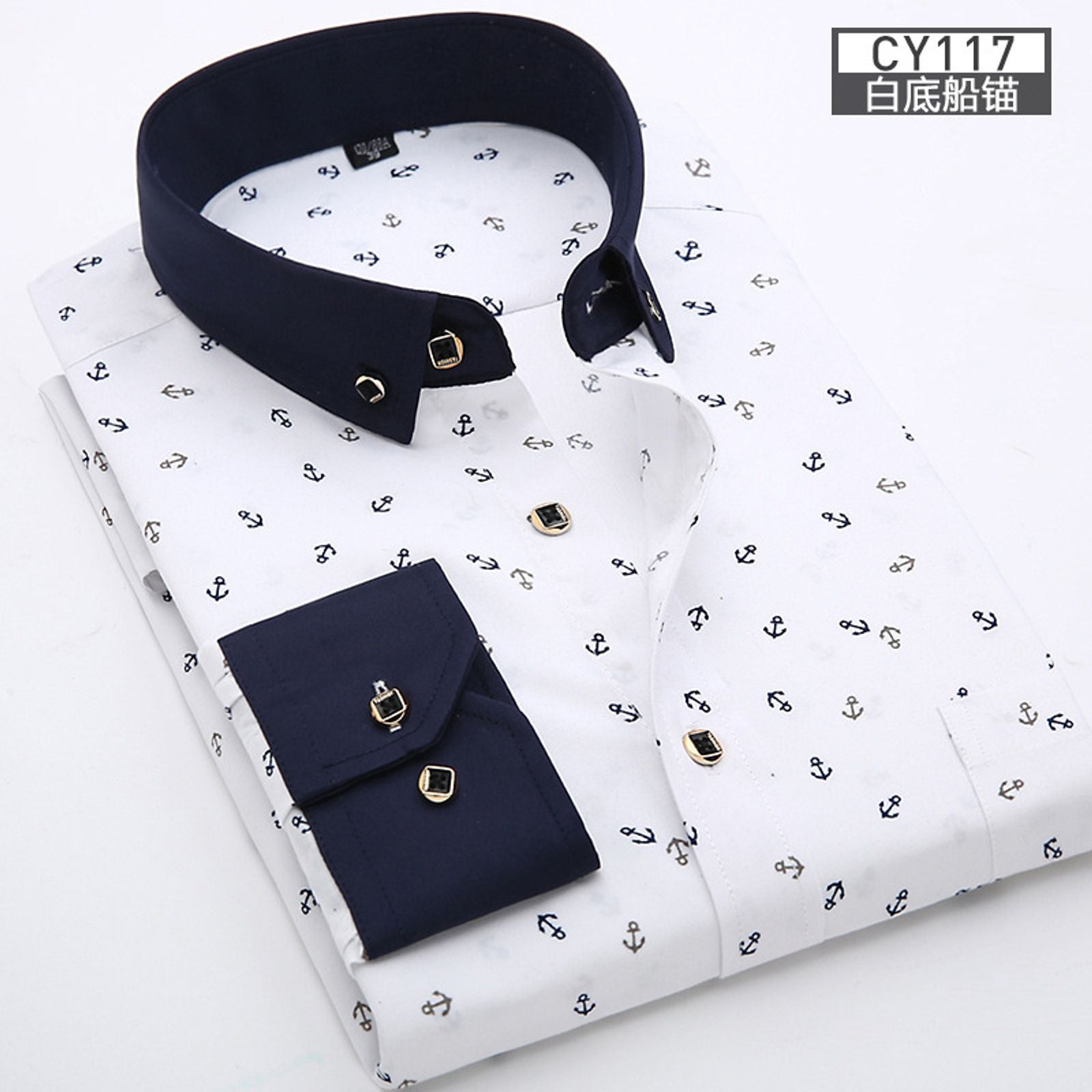 Men's Thin Long-Sleeve Printed Casual Shirt