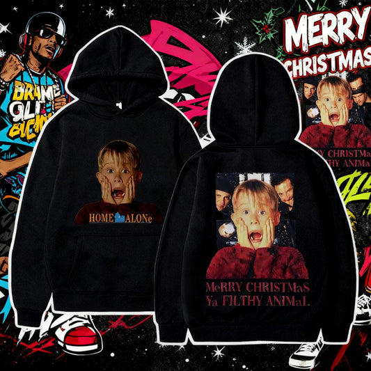Home Alone Christmas Ya Filthy Animal Cotton Printed Hoodie