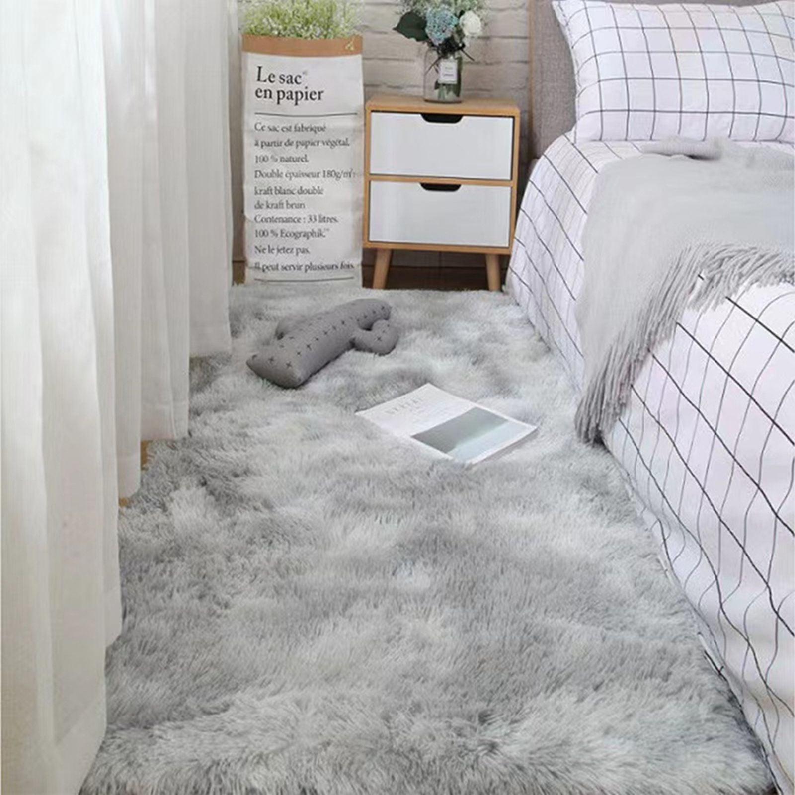 Fluffy Non-Slip Tie-Dyed Shag Area Rug