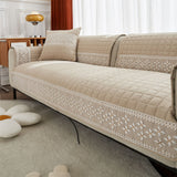 Waffle Quilting Anti-Slip Sofa Cover with Snowflake Lace
