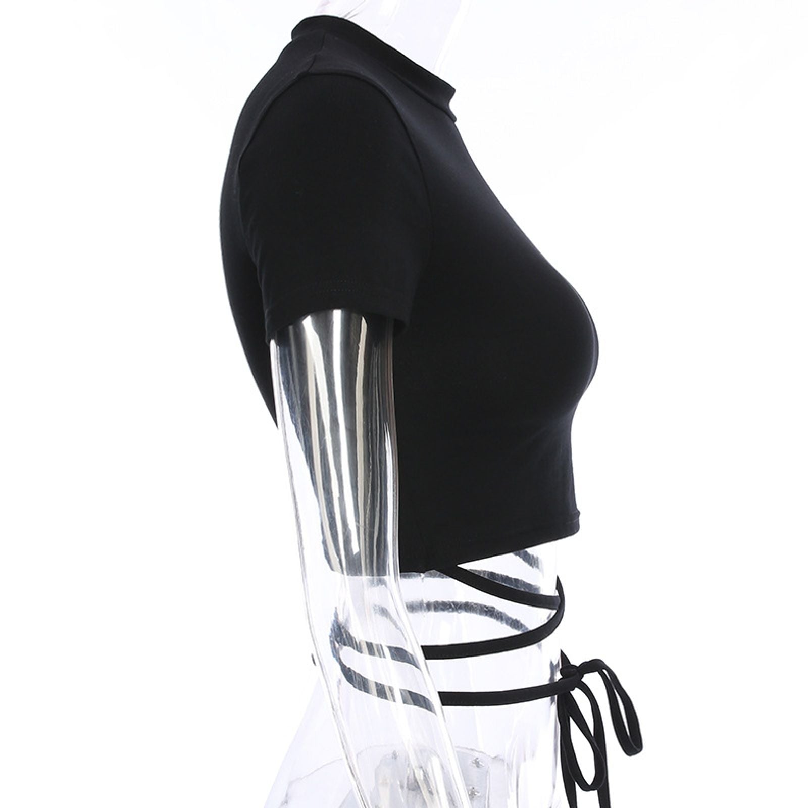 Women’s Black Short Sleeve Crop Top