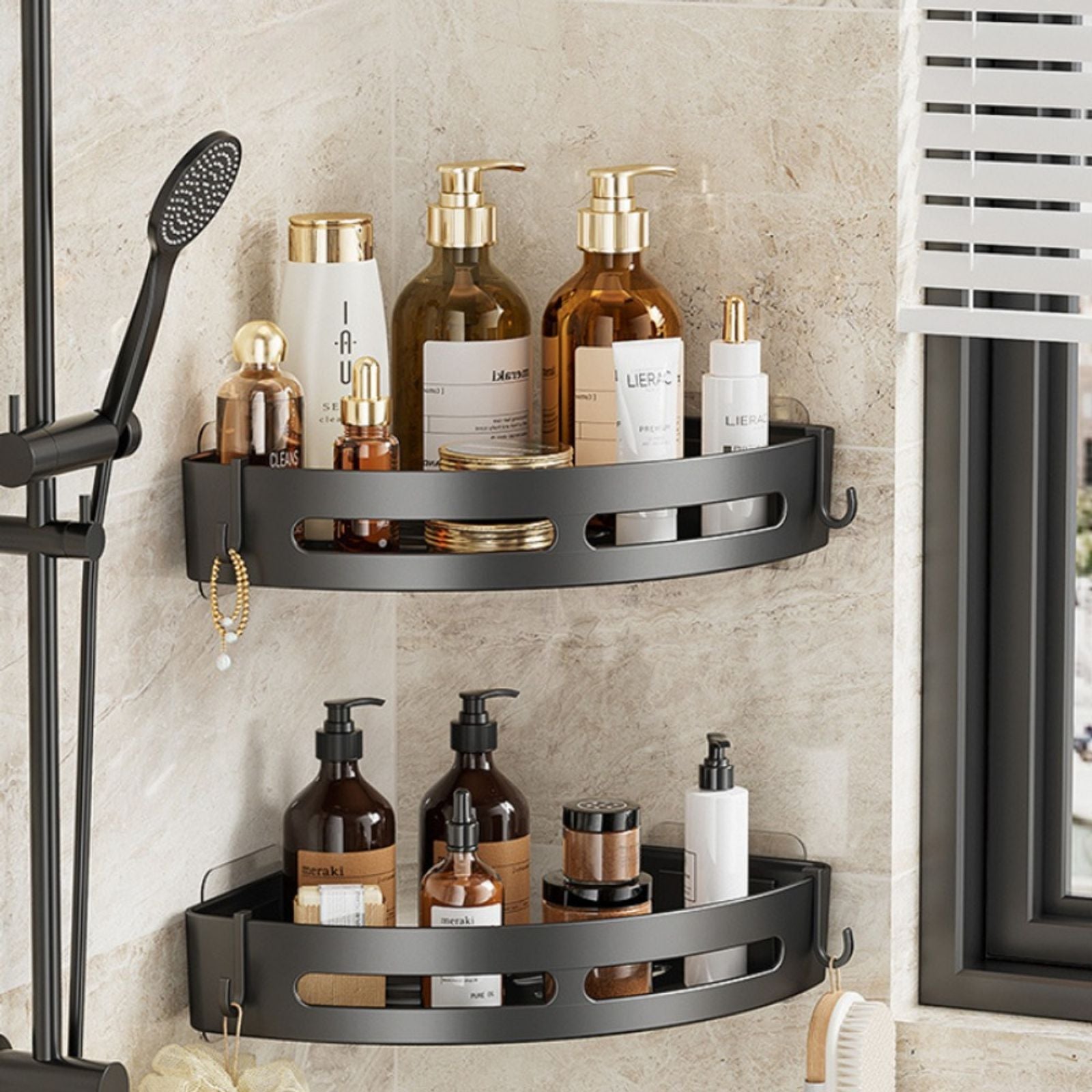 Plastic Bathroom Storage Rack - Adhesive Shower Caddy