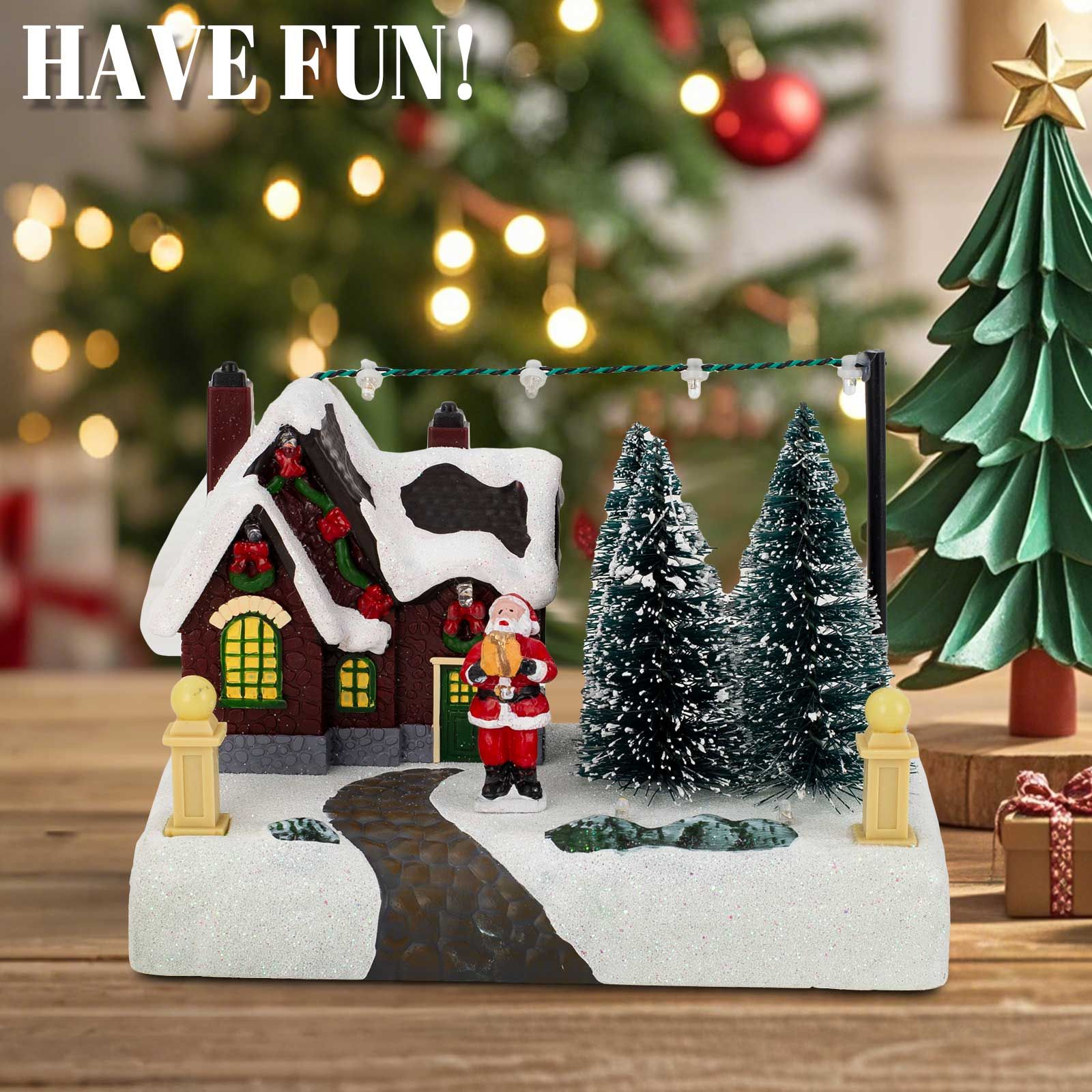 Christmas Village Scene Collectible with Lights and Trees