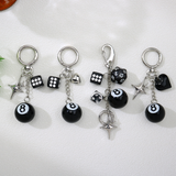 Black Dice Billiards Keychain - Y2K Punk Bag Charm