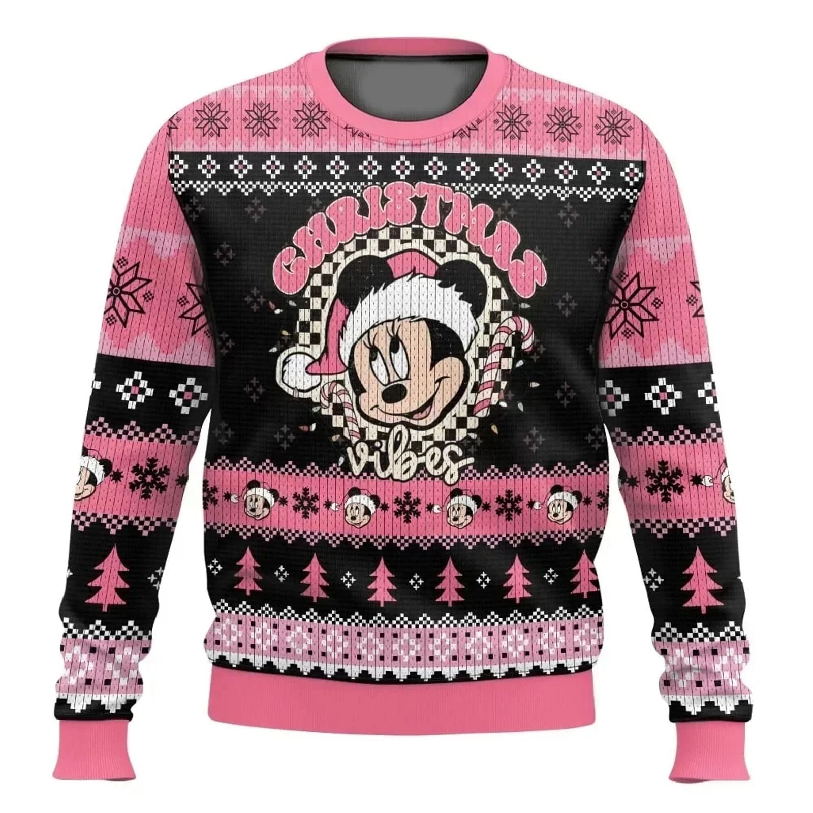 Women's Oversized Minnie Mouse Christmas Pullover Sweatshirt