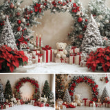 Winter Christmas Wedding Photo Backdrop with Arch and Tree