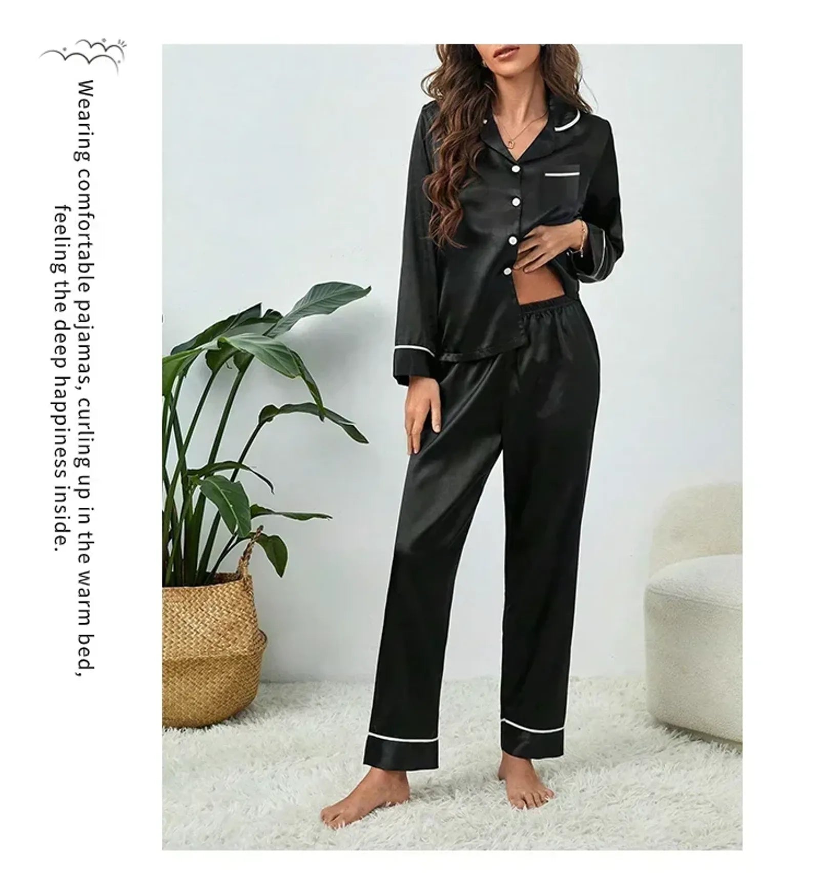 Women's Silk Pajamas Set - Casual Soft Nightwear