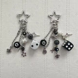 Punk Black Love Cross Fish Bone Pendant Keychain