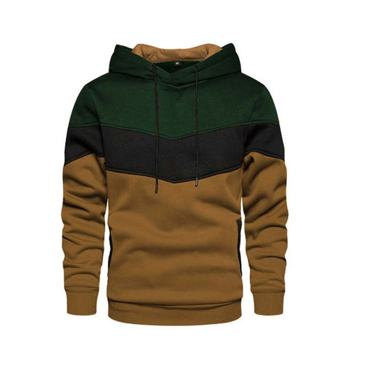 Men's Fleece Thermal Patchwork Hoodie for Outdoor Sports