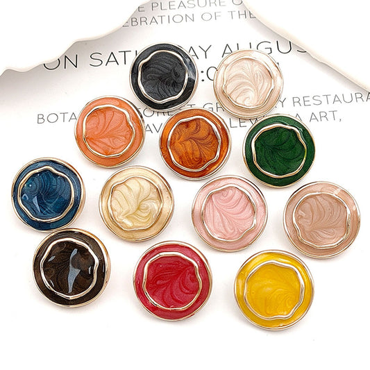 Gold Flower Resin Buttons for Sewing - Set of 6