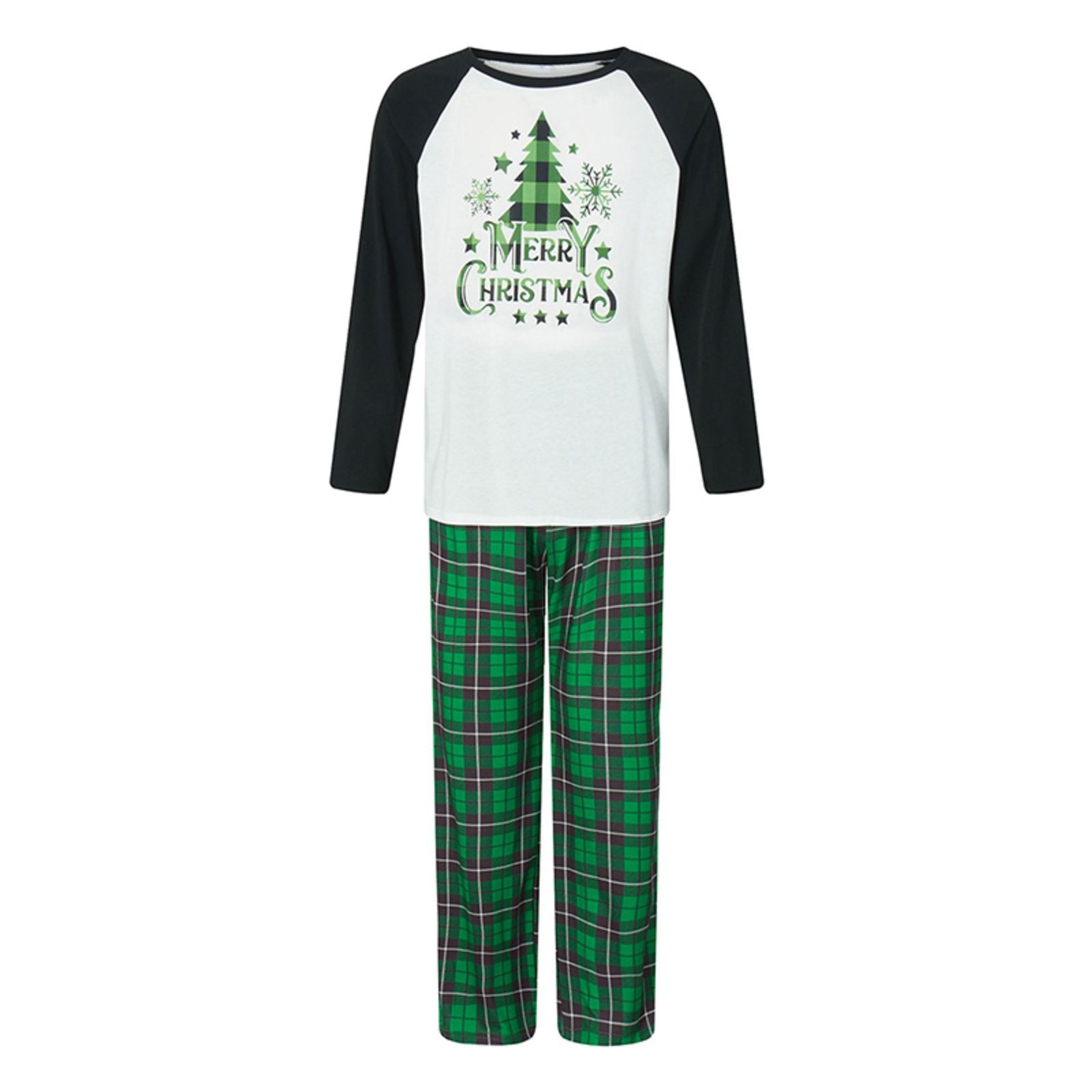 Matching Christmas Family Pajamas Set with Green Plaid Pants