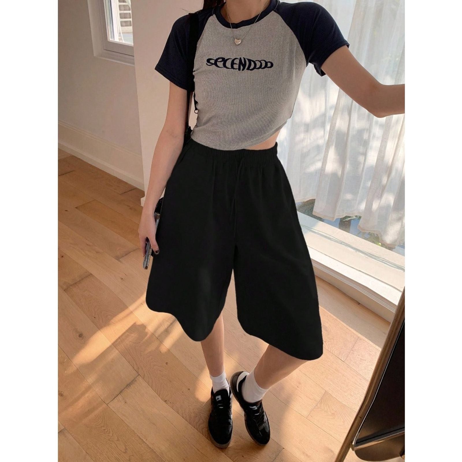 Ladies' Casual Loose Solid Color Shorts with Pockets