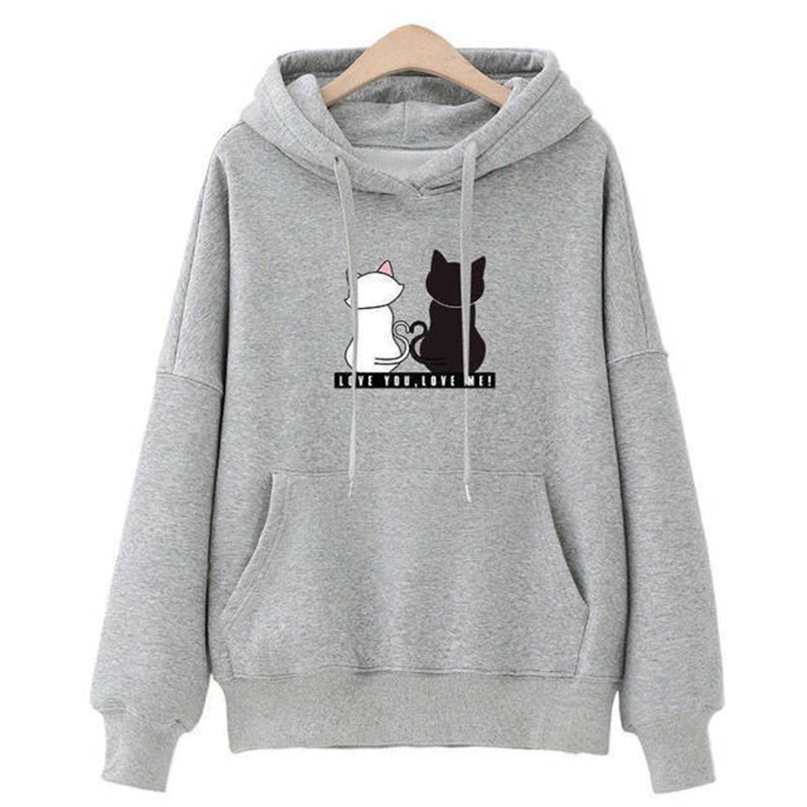 Women's Casual Cat Pattern Hoodie - Autumn 2024