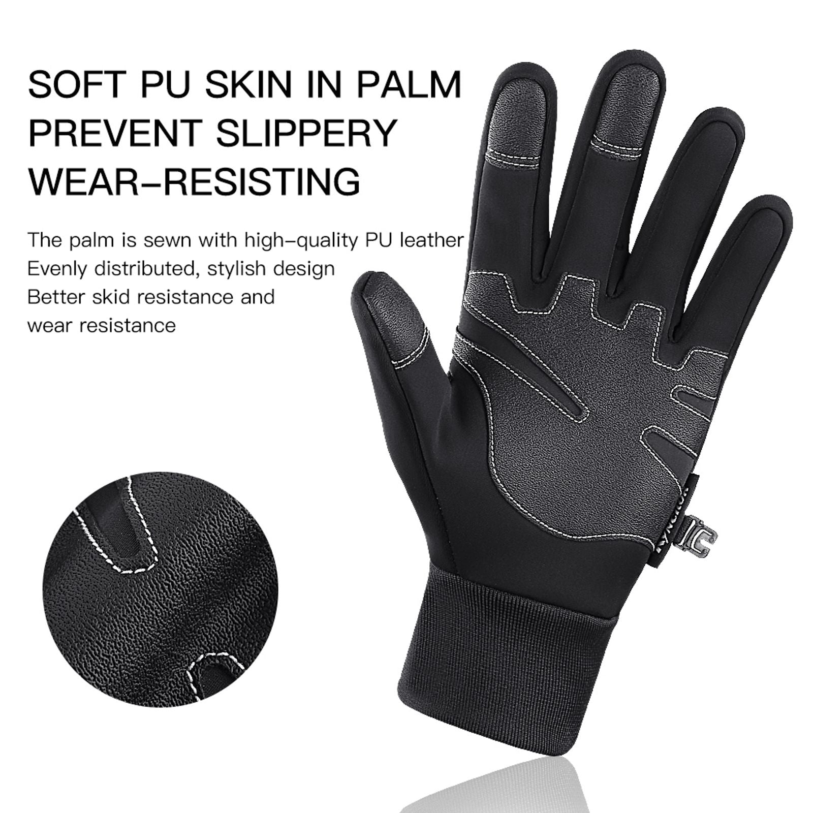 Winter Warm Touchscreen Leather Cycling Gloves for Men