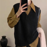 V-Neck Sleeveless Knit Waistcoat for Women
