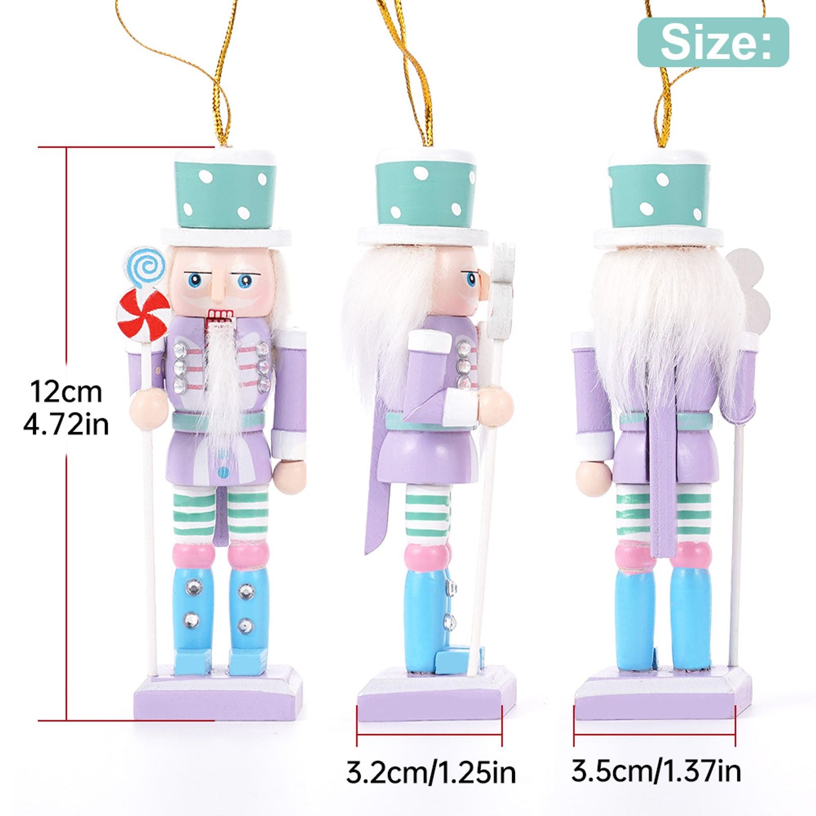 4PCS Macaron Nutcracker Soldier Christmas Tree Pendants