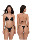 Women's Push-Up Bra Bikini Set - Solid Color Swimwear