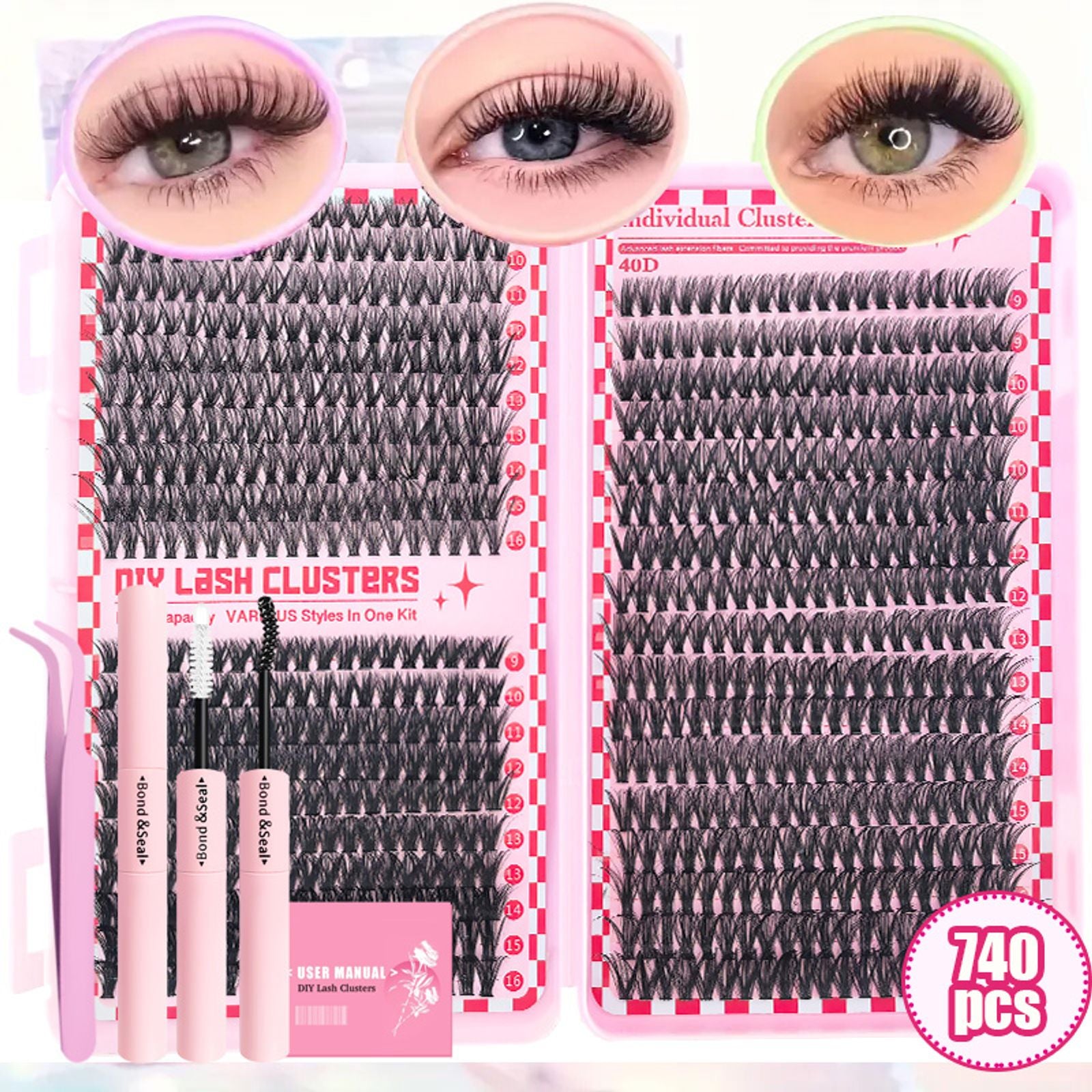 DIY Eyelash Extension Kit with Tweezers and Glue