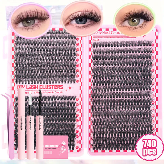 DIY Eyelash Extension Kit with Tweezers and Glue