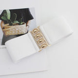 Women's Versatile Wide Belt with Golden Buckle
