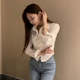 Elegant Korean Women’s Slim Blouse - Spring Y2K Casual Top