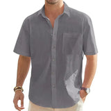 Men's Cotton Linen Short Sleeve Vacation Shirt