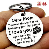 Stainless Steel 'Dear Mom I Love You' Keychain
