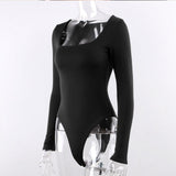 Long Sleeve Square-Cut Collar Bodycon Bodysuit