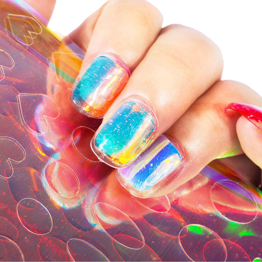 11 Sheets of Aurora Ice Glass Nail Art Stickers