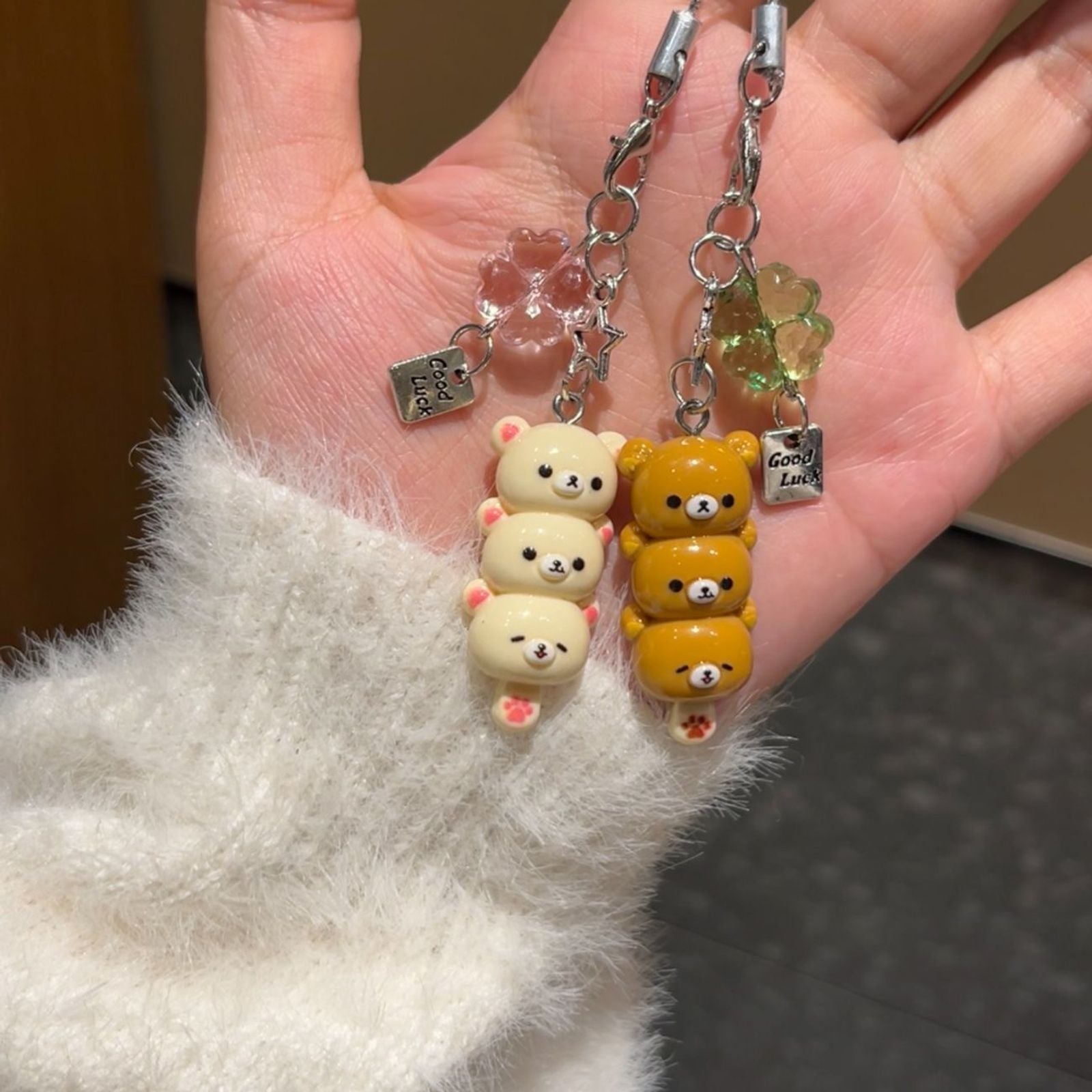 Kawaii Bear Phone Charm Keychain Pendant for Kids