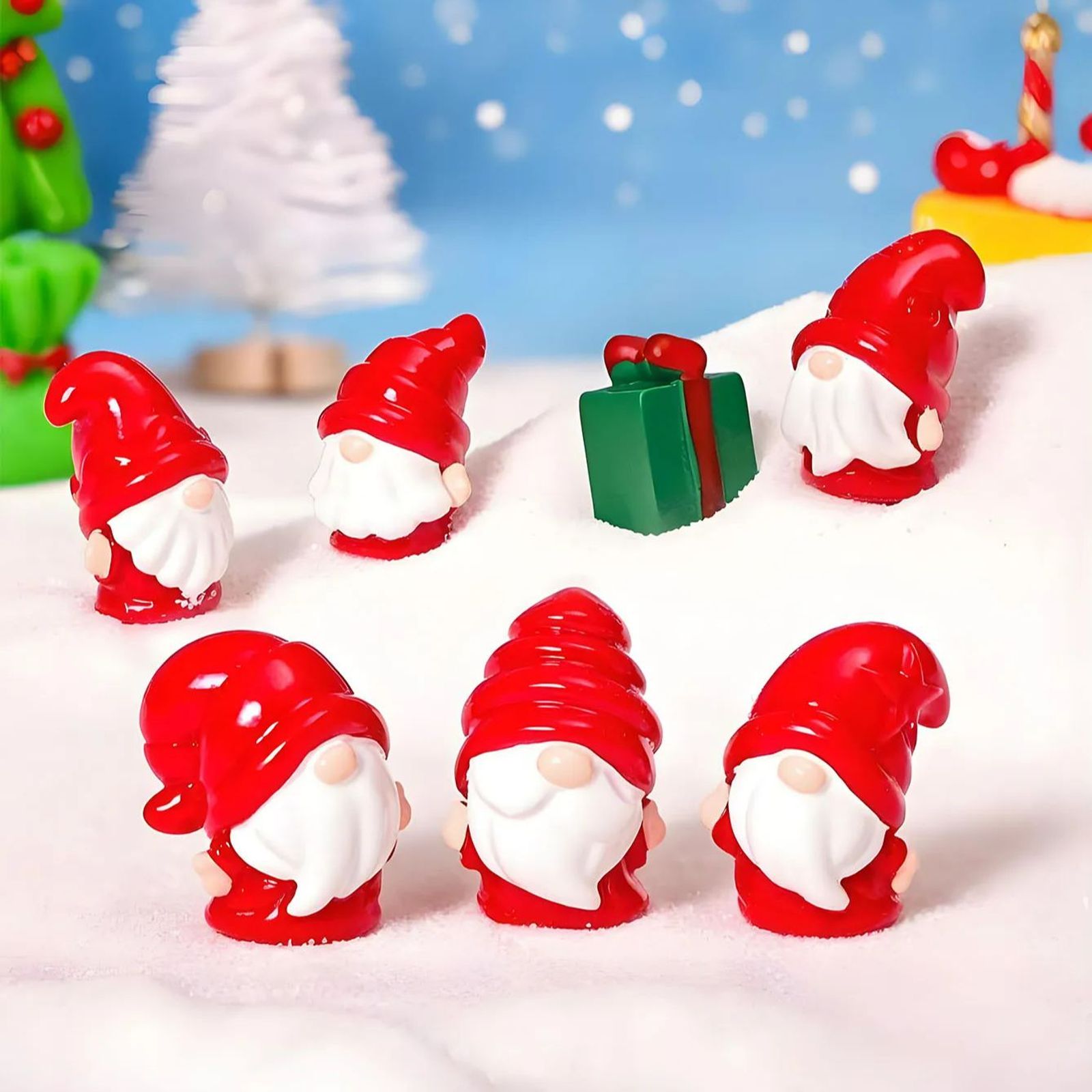 Cute Mini Resin Gnomes Christmas Figurines for DIY Decor