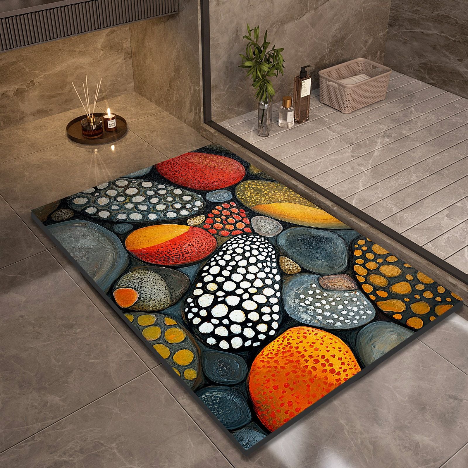 Stone Design Diatomite Bath Mat - Non-Slip & Quick Dry