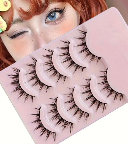 5 Pairs Soft Natural False Lashes for Round Eyes