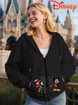 Disney Women's Mickey and Minnie Kiss Pattern Zipper Hoodie