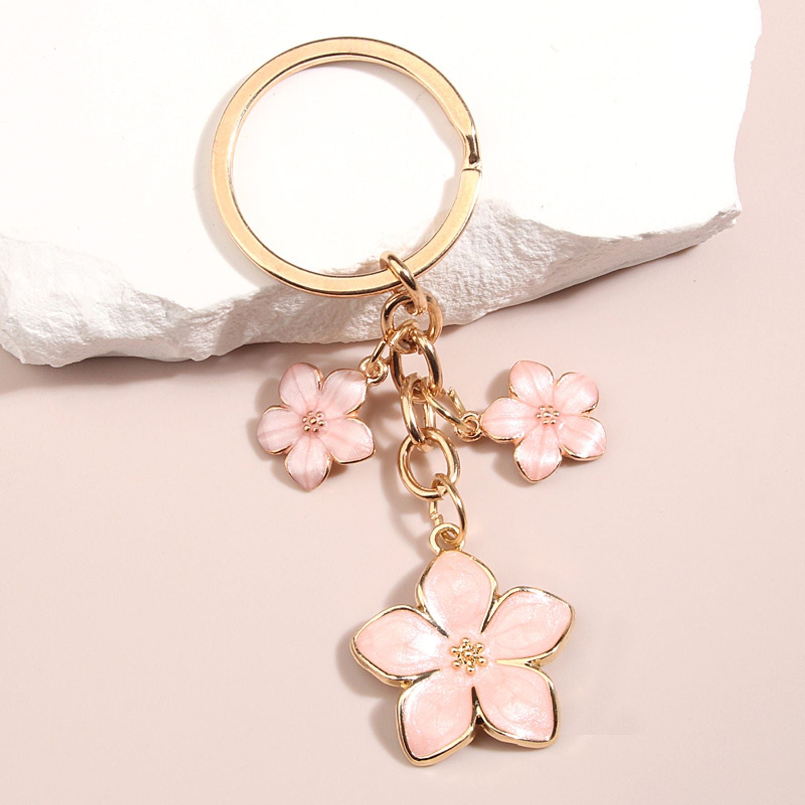 Cute Sakura Flower Keychain - Enamel Key Ring for Women
