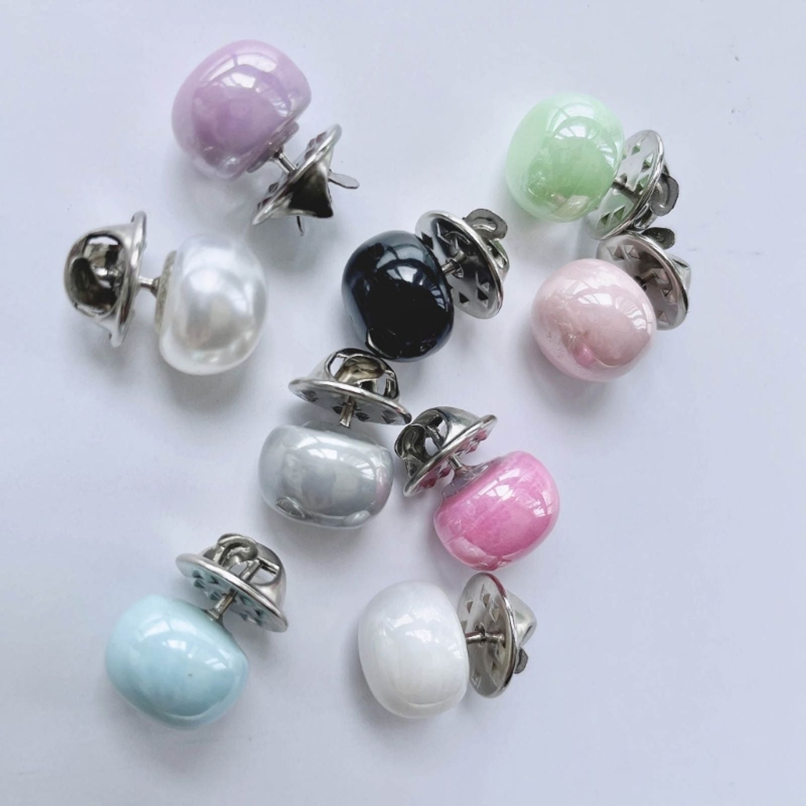10 Pcs Imitation Pearl Brooch Buttons for DIY