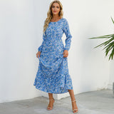 Women’s Bohemian Floral Maxi Dress with Full Sleeves