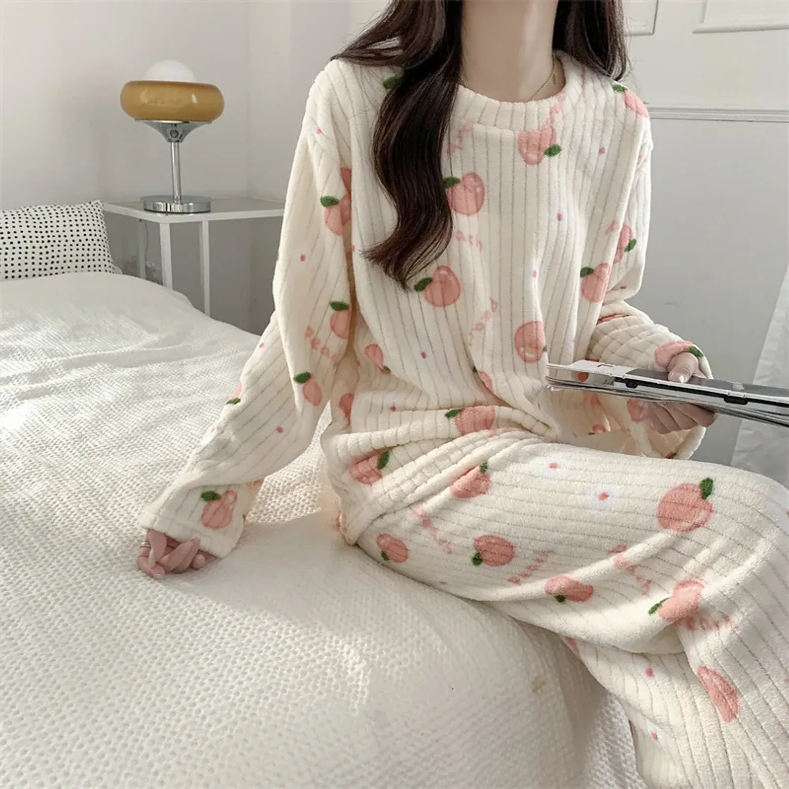 Coral Fleece Women Pajama Set - Warm Winter Sleepwear