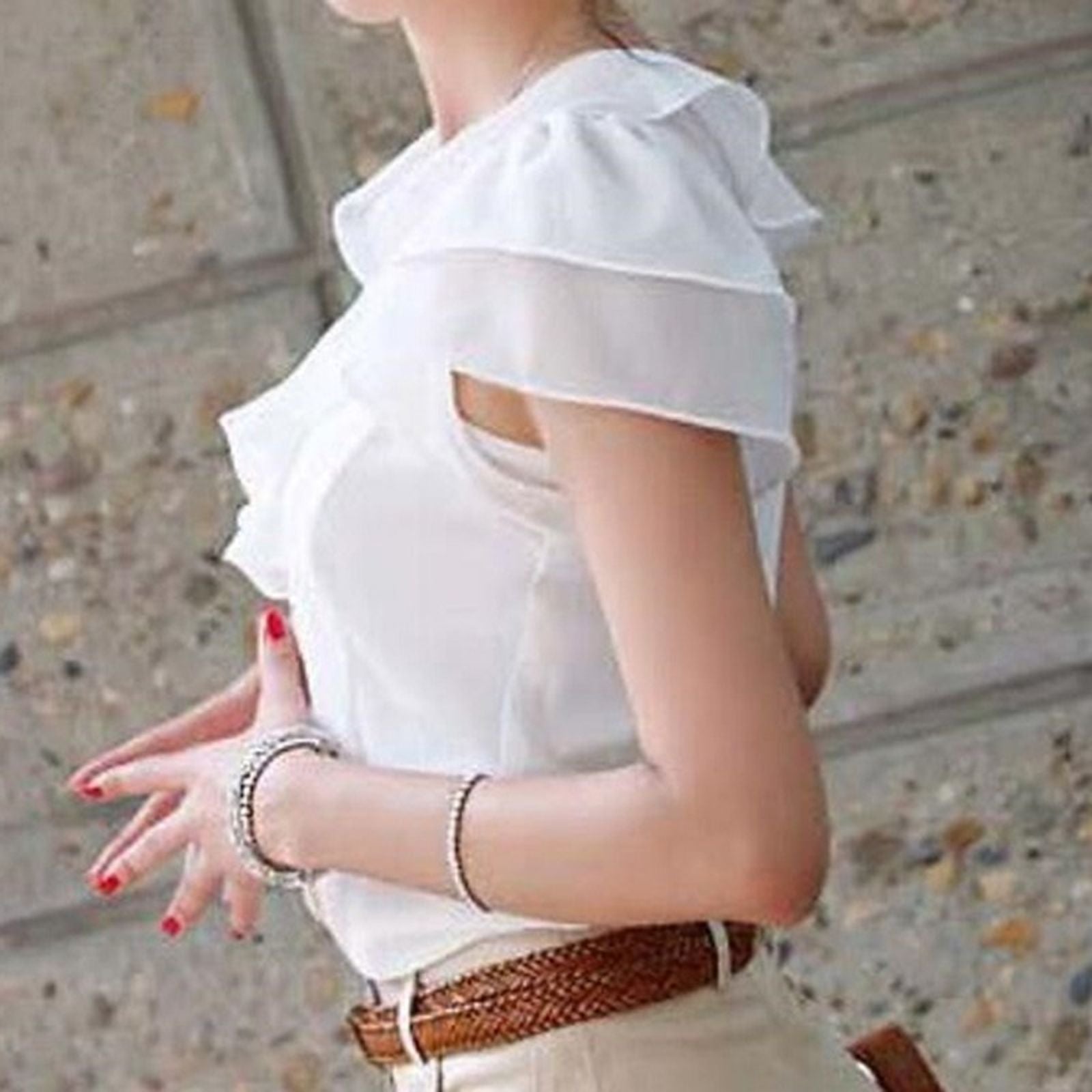 Women’s White Long Sleeve Office Blouse