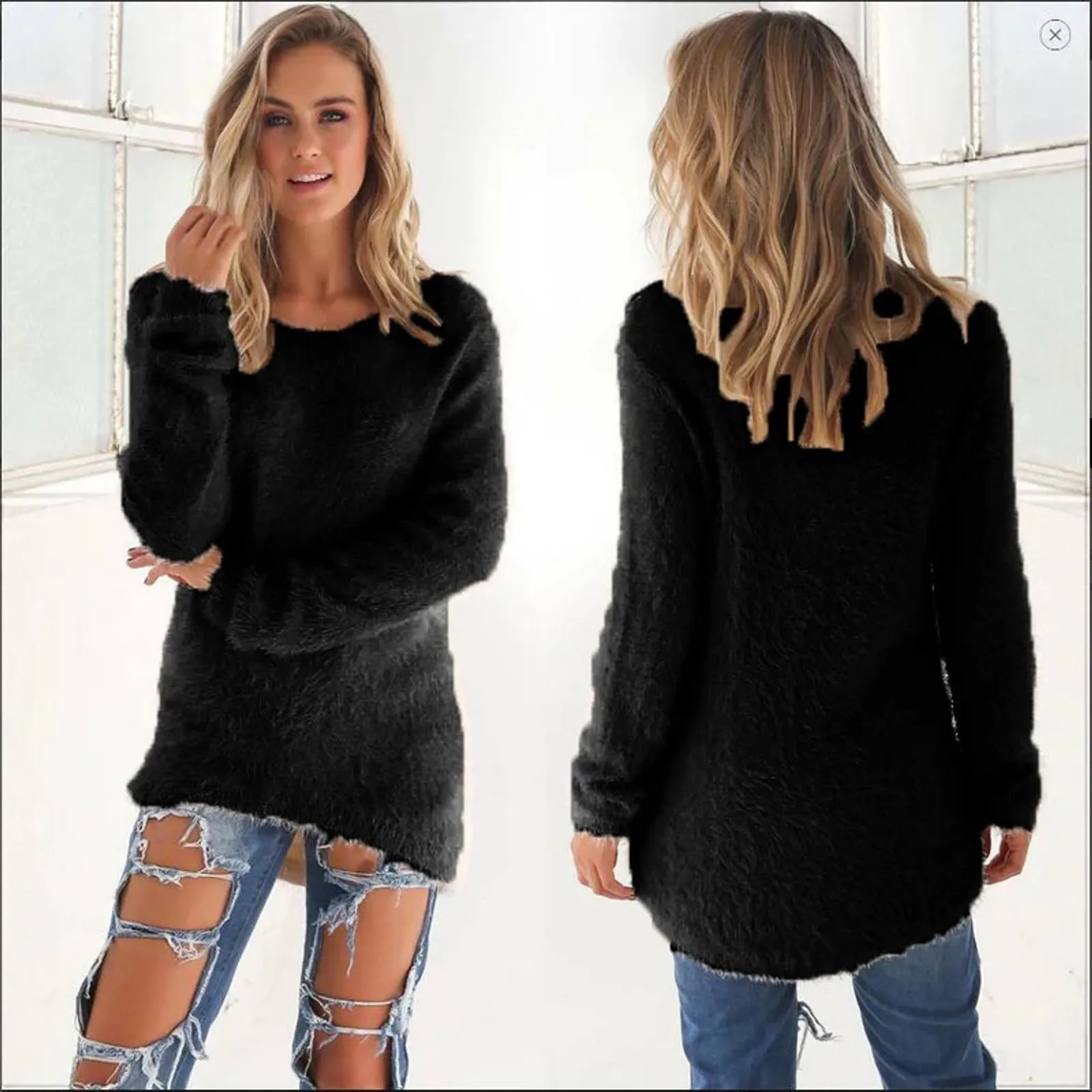Plus Size Women's Warm Knitted Pullover Sweater