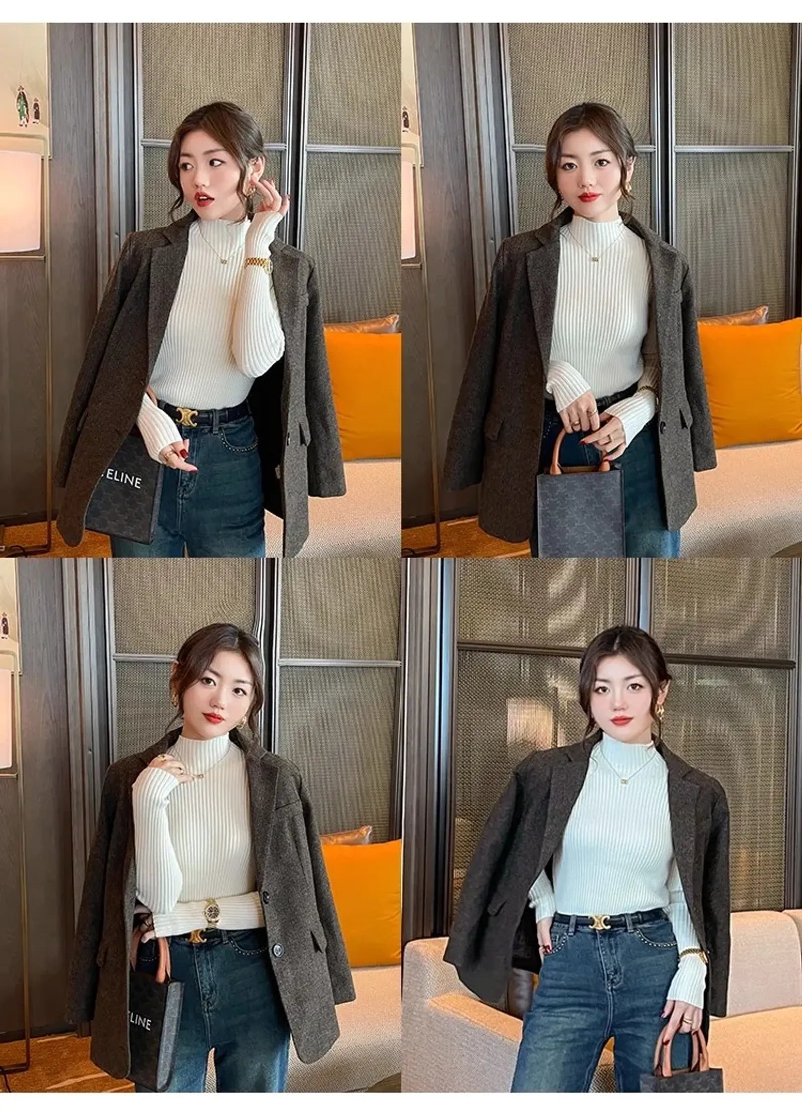 Solid Color Slim Turtleneck Sweater for Women
