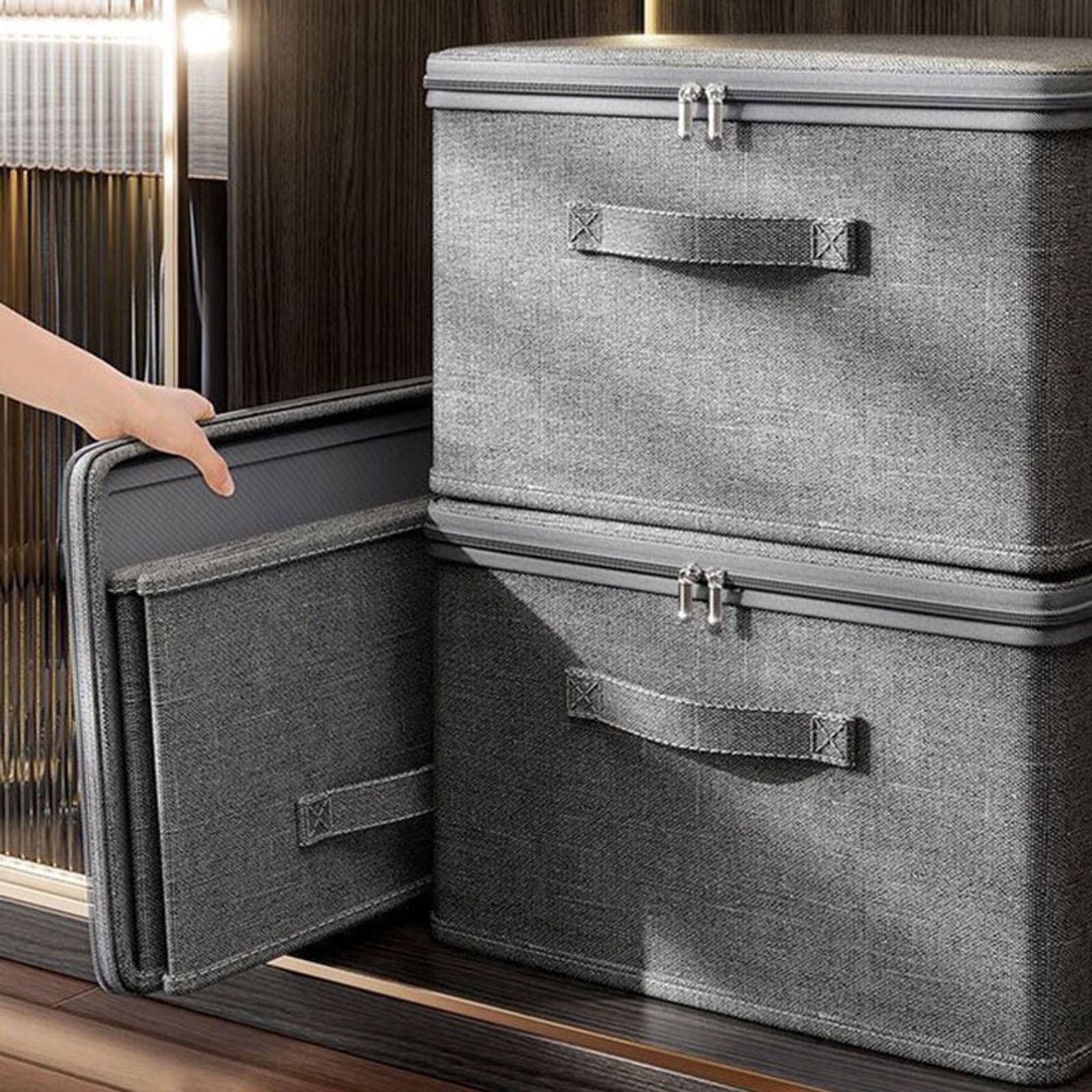 Foldable Cationic Fabric Storage Box with Soft Lid