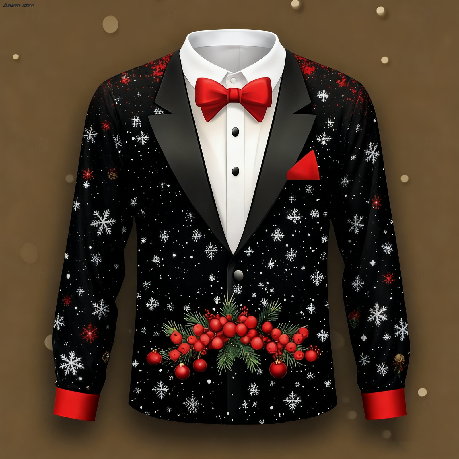 Men's 3D Printed Christmas Tailcoat Funny Button-Up Shirt