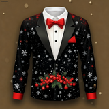 Men's 3D Printed Christmas Tailcoat Funny Button-Up Shirt