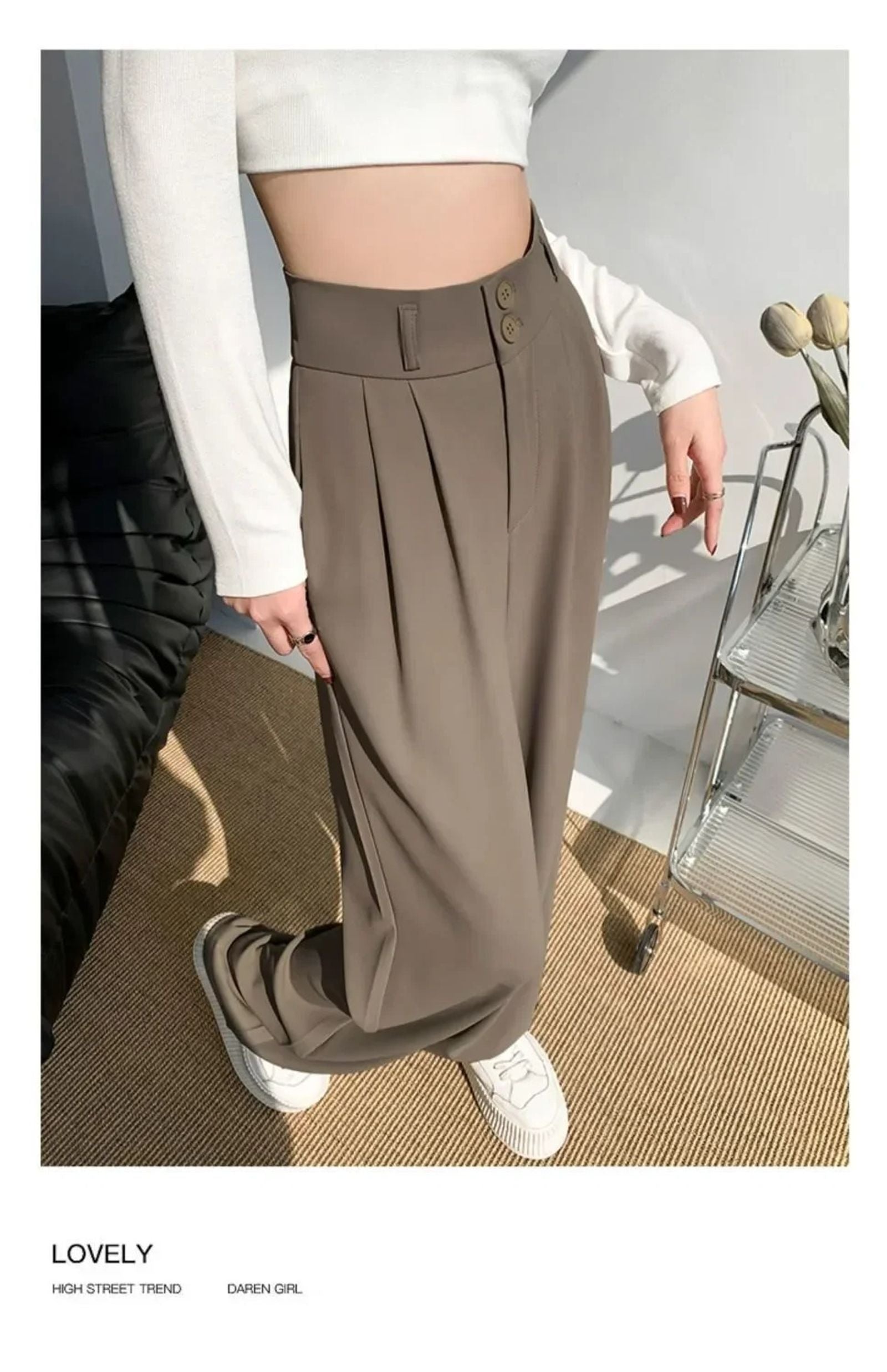 Elegant Wide Leg Pants for Women - High Waist Black Trousers