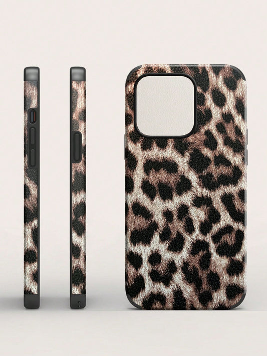 Leopard Print PU Leather Shock-Proof Phone Case for iPhone
