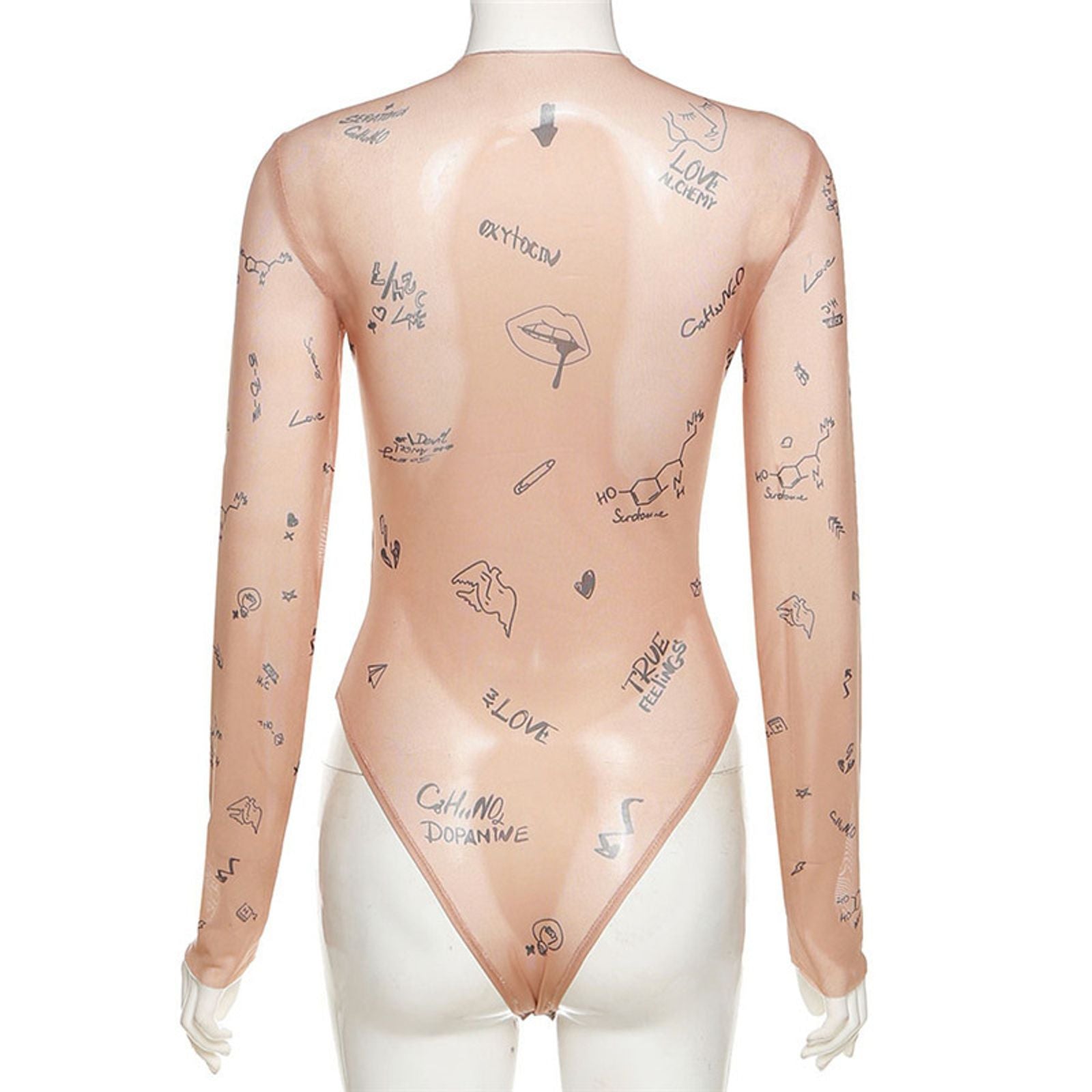 Long-Sleeved Bodysuit for Women - Slim Fit Party Wear