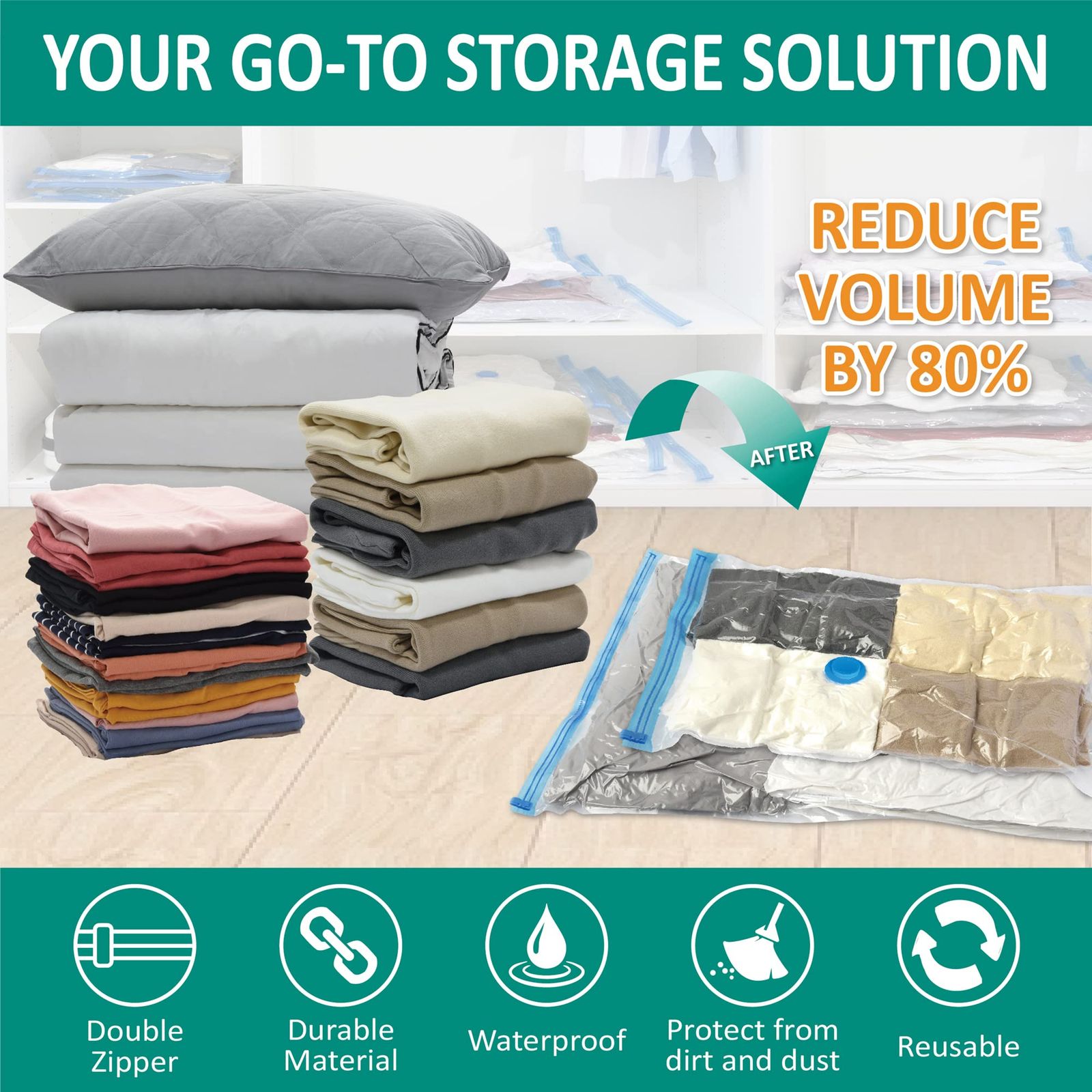 5 Pack Vacuum Storage Bags for Comforters and Clothes