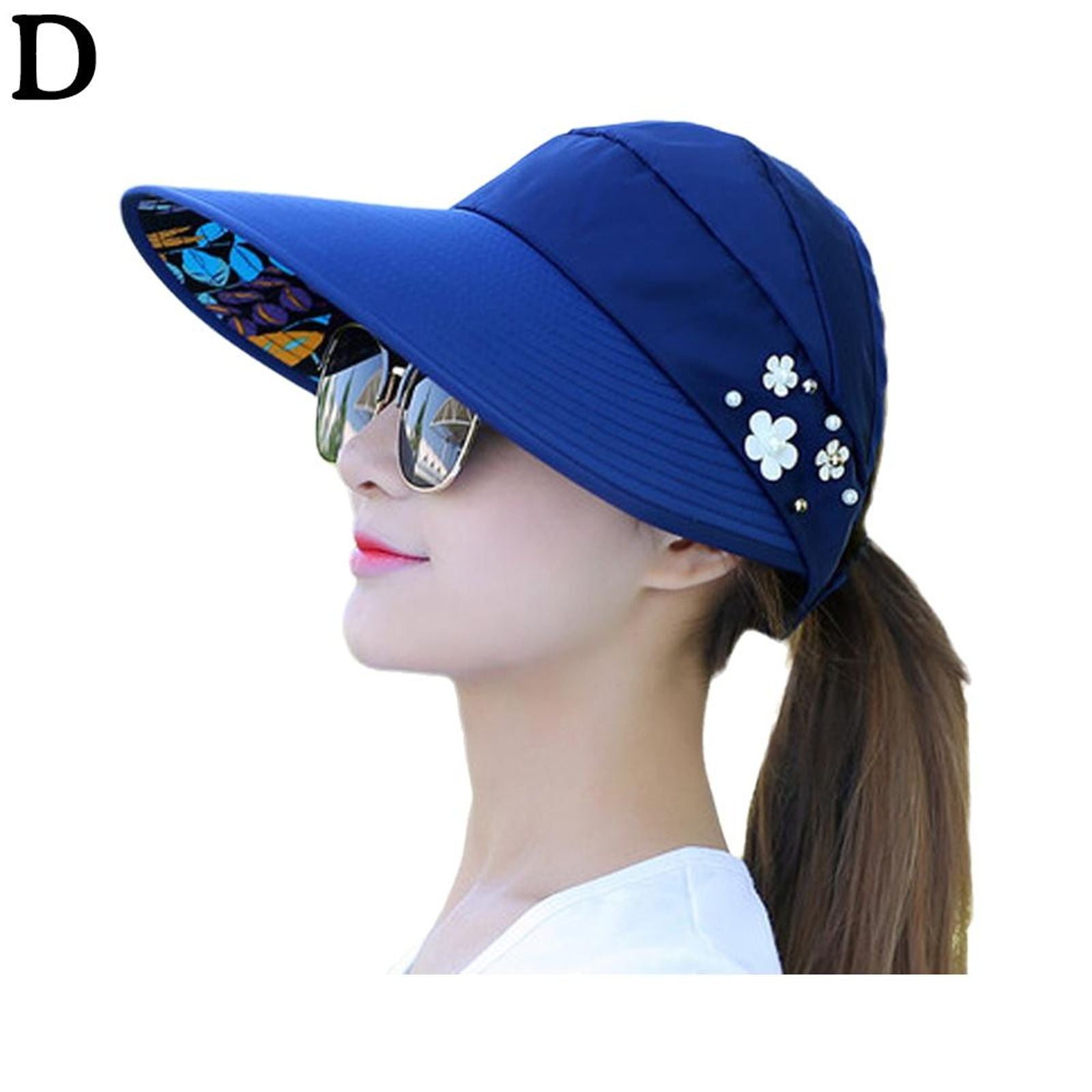 Womens Summer Wide Brim Foldable Sun Hat - Anti-UV Visor