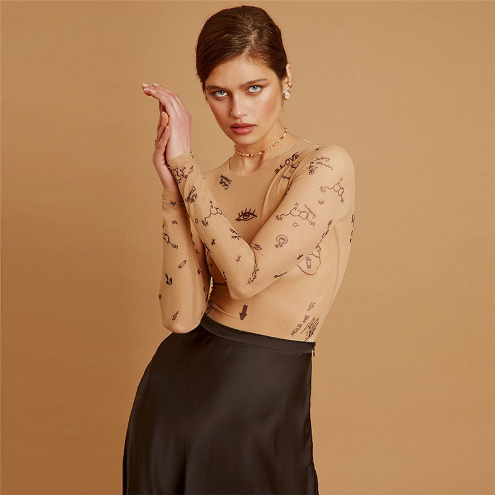 Long-Sleeved Bodysuit for Women - Slim Fit Party Wear